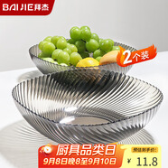 拜杰水果盤(pán)零食盤(pán)家用果盤(pán)客廳干果盤(pán)托盤(pán)糖果堅果盤(pán)透明黑2只裝