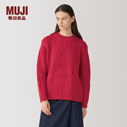 無(wú)印良品（MUJI） Labo 女式 羊毛 圓領(lǐng)毛衣 女款冬季 女裝 針織衫 AF02AA4A 紅色 S (155/80A)