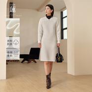 A.YILIAN【商場(chǎng)同款】阿依蓮時(shí)尚氣質(zhì)針織連衣裙女25冬季新款純色長(zhǎng)袖裙子 鷺白 M