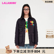 拉拉波波設計感格子羽絨服女秋冬新款黑色簡(jiǎn)約休閑多口袋外套LBCC-WSYR11 黑色 M 165