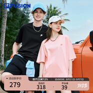 FILA FUSION斐樂潮牌多彩休閑短袖T恤夏季寬松純棉防曬涼感情侶上衣 深黑-BK（25年升級版） XL /180/100A