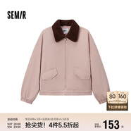 森馬（Semir）外套女oversize插肩袖仿羊羔毛毛領冬季2024夾棉夾克109724108016