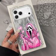 哇粉骷髏適用于蘋(píng)果17PROMAX手機殼iPhone16高級感15個(gè)性14硬殼13 LM哇粉骷髏【銀色羽紗殼】 蘋(píng)果6