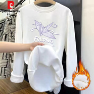 皮爾卡丹（pierre cardin）白色內搭打底衫女2025新款秋冬中長(cháng)款加絨大碼長(cháng)袖t恤遮屁股上衣 3997白色(不倒絨加厚) 2XL 150-170斤