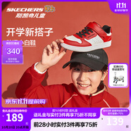 Skechers斯凱奇兒童休閑低幫板鞋男童魔術貼休閑鞋紅色新年運動鞋405638L 四季/男款/紅色/白色/RDW 40