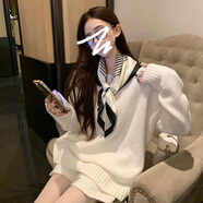 熒蒂時(shí)尚休閑套裝女2025春秋韓系穿搭一整套女針織衫女毛衣短褲兩件套 米白色【套裝】 L