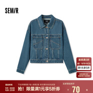 森馬牛仔外套女寬松落肩做舊潮酷街頭春秋夾克工裝風109524108009