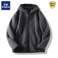 羅蒙（ROMON）牛貨500g搖粒絨仿羊羔絨防風(fēng)保暖秋冬男戶(hù)外休閑連帽夾克外套棉衣 灰色 8633 XL 建議145-160斤