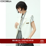 COCOBELLA設(shè)計(jì)感不對(duì)稱(chēng)衣擺西裝馬甲女秋混搭疊穿通勤馬夾WS4 白色 XL
