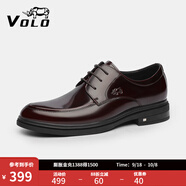 VOLO【斷碼特價(jià)】犀牛男鞋商務(wù)正裝鞋真皮西裝皮鞋英倫德比鞋 酒紅色286225332D 42