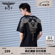 BOY LONDON【暗黑羅盤】夏情侶款短袖權(quán)杖印花炸街潮牌T恤N01906 N0103902 XL