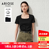 艾諾絲雅詩(shī)【商場(chǎng)同款】夏季新款時(shí)尚通勤氣質(zhì)方領(lǐng)黑色針織T恤30426101 黑色 S