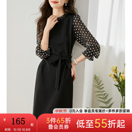 梵希蔓通勤女裝收腰裙氣質(zhì)名媛赫本風(fēng)波點(diǎn)透視感2023年新款連衣裙 V8181 黑色 S
