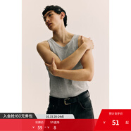 H&M男裝背心夏季簡(jiǎn)約修身圓領(lǐng)羅紋直筒柔軟舒適背心1227155 混灰色 XS 165/84