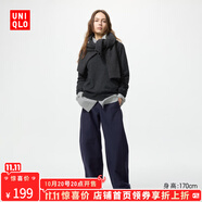 優(yōu)衣庫【加購】女裝針織廓形長褲/彎刀鐮刀褲子483722 475344 483722/69藏青色 L
