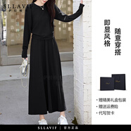 薩拉維夫套裝裙女2025秋冬新款氣質(zhì)長(cháng)袖法式時(shí)尚收腰洋氣休閑半身裙兩件套 黑色 M
