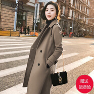 clotho Renniee羊毛呢子大衣女中長款2025年秋冬新款氣質(zhì)女裝修身收腰顯瘦外套 黑色版 加厚 S