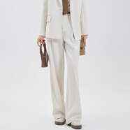 達佳詩(shī)黑色西裝套裝女大學(xué)生面試高級感小個(gè)子秋冬正裝職業(yè)女士西服外套 米白西褲【搭配一?？畚餮b】 M 【適合105-115斤可穿】