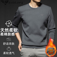 FALAMONE男士長(zhǎng)袖t恤春秋新款衛(wèi)衣純色簡(jiǎn)約棉打 深灰359-1 加絨 3XL (體重165-180斤)