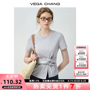 VEGA CHANGVEGA CHANG小個(gè)子連衣裙2025年夏裝新款不規則裙擺顯瘦t恤短裙子 銀河灰（T恤） L
