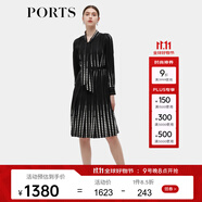 PORTS寶姿秋季新款女裝時(shí)尚圓點(diǎn)印花連衣裙ALD9D015QPT100 黑白混色 XXS 0