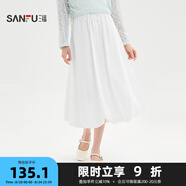 三福長(cháng)裙2025夏季都市清新松緊腰花苞裙半身裙女裝501392 米白色 L