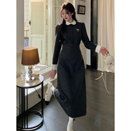 品計廣州十三行深圳南油法式留洋大小姐連衣裙小香風(fēng)毛呢胖mm大碼設計 長(cháng).款裙 L 建議100至120斤