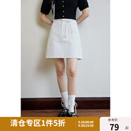 獨(dú)束大碼女裝【雙版雙色】復(fù)古百搭高腰波點(diǎn)A字半身裙夏新款半裙 牛仔白-短款 3XL (尺碼：5)