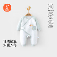貝瑞加（Babyprints）寶寶秋冬連體衣嬰兒保暖衣服夾棉加厚嬰兒按扣爬服 綠彩虹66