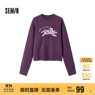 森馬（Semir）毛衣女提花衣服趣味潮流2024冬季圓領(lǐng)正肩毛衫甜酷風(fēng)109724107008