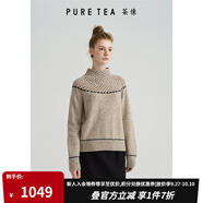 茶·愫【手作鉤織】puretea茶愫鏤空半高領(lǐng)毛衣女套頭針織羊毛2024秋新 淺杏 M