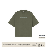 BODYDREAM索羅娜涼感短袖男夏季重磅破洞情侶裝t恤五分袖休閑上衣 軍綠色 （破洞版） L