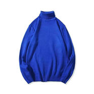 麥潮尚秋冬男士高領(lǐng)毛衣韓版修身純色針織衫翻領(lǐng)加厚套頭打底衫男線(xiàn)衣潮 寶藍色 M