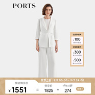 PORTS寶姿女裝2024春夏女裝時尚收腰七分袖抽繩造型西裝夾克 奶白色 XXS (0)