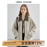 VEGA CHANG皮毛一體短外套女2025年秋冬新款寬松顯瘦高級感名媛風(fēng)毛絨大衣 常規(guī)版 S