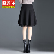 恒源祥2026新款印花媽媽半身裙秋冬a字碎花短裙女百搭傘裙小個(gè)子冬 黑色（冬款） 2XL 腰圍2尺3