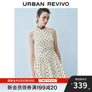 UR2025秋季新款女裝法式波點(diǎn)蝴蝶結(jié)裝飾無(wú)袖連衣裙UWG750189 米白印花 L