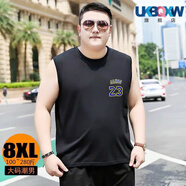 XQB 男士加肥加大碼背心無(wú)袖寬肩運(yùn)動(dòng)打底衫內(nèi)衣寬松坎肩胖子健身汗衫 背心黑色(23號(hào)) 8XL(240-280斤)