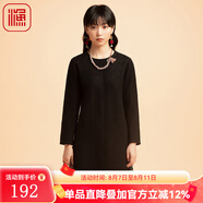 漁（FC SG）漁牌女裝2022新款秋冬裝針織毛呢繡花休閑收腰套頭連衣裙FGED0048 黑 S