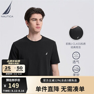 諾帝卡（NAUTICA）男裝夏季款多色全棉親膚舒適易打理休閑圓領(lǐng)短袖T恤男TE3220 黑色0TB（232） L