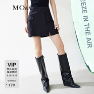 MO&Co.夏工裝開叉A字黑色半身裙女工裝短裙設(shè)計(jì)感小眾 黑色 XS 155