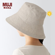 無(wú)印良品 MUJI 防紫外線(xiàn) 法國亞麻 圓帽 DBA07A1S 原色 55-57cm
