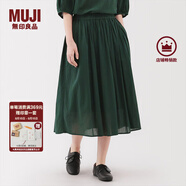 無印良品（MUJI）女式 強(qiáng)捻 抽褶裙 長半身裙女裙子女裝格子裙25年夏季BE1VEC5S 深綠色 XL （165/74A）