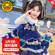 G.DUCKKIDS洛麗塔公主裙女童連衣裙夏季朱迪兒童裙子兔子警官生日蓬蓬裙春秋 503款兩件套【春秋裝 100 尺碼2~3歲【 90-100cm】