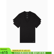 Calvin KleinT恤男套裝3件CK短袖棉質(zhì)V領(lǐng)純色夏季男裝套裝家居衣服上衣H300647 Black/經(jīng)典黑 M （胸圍96厘米-102厘米）