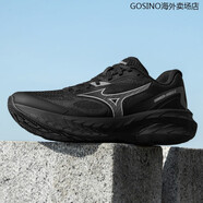美津濃（MIZUNO）25新款輕量厚底高彈男女慢跑鞋運動(dòng)休閑鞋ASTRO X 01/黑色/煙熏灰 36.5