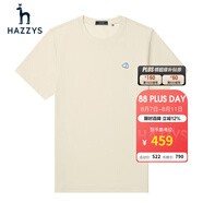 哈吉斯（HAZZYS）男裝 【薄荷曼波風(fēng)】夏款刺繡凈色圓領(lǐng)短袖T恤衫ASTZE03BE65 米黃色OW L (175/96A 48)