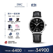 萬(wàn)國(guó)（IWC）柏濤菲諾系列 黑盤銀針 鱷魚皮 紅60 男表 IW356502 40mm