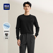海瀾之家（HLA）針織衫男25新款圖案刺繡保暖圓領(lǐng)休閑毛衣男秋季 黑色52 2XL 185/100A 推薦165~180斤