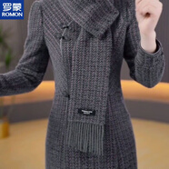 羅蒙（ROMON）國風(fēng)氣質(zhì)旗袍中長(cháng)款連衣裙女2025年秋冬時(shí)尚遮肉顯瘦大碼寬松裙子 灰色  M -建議85-105斤